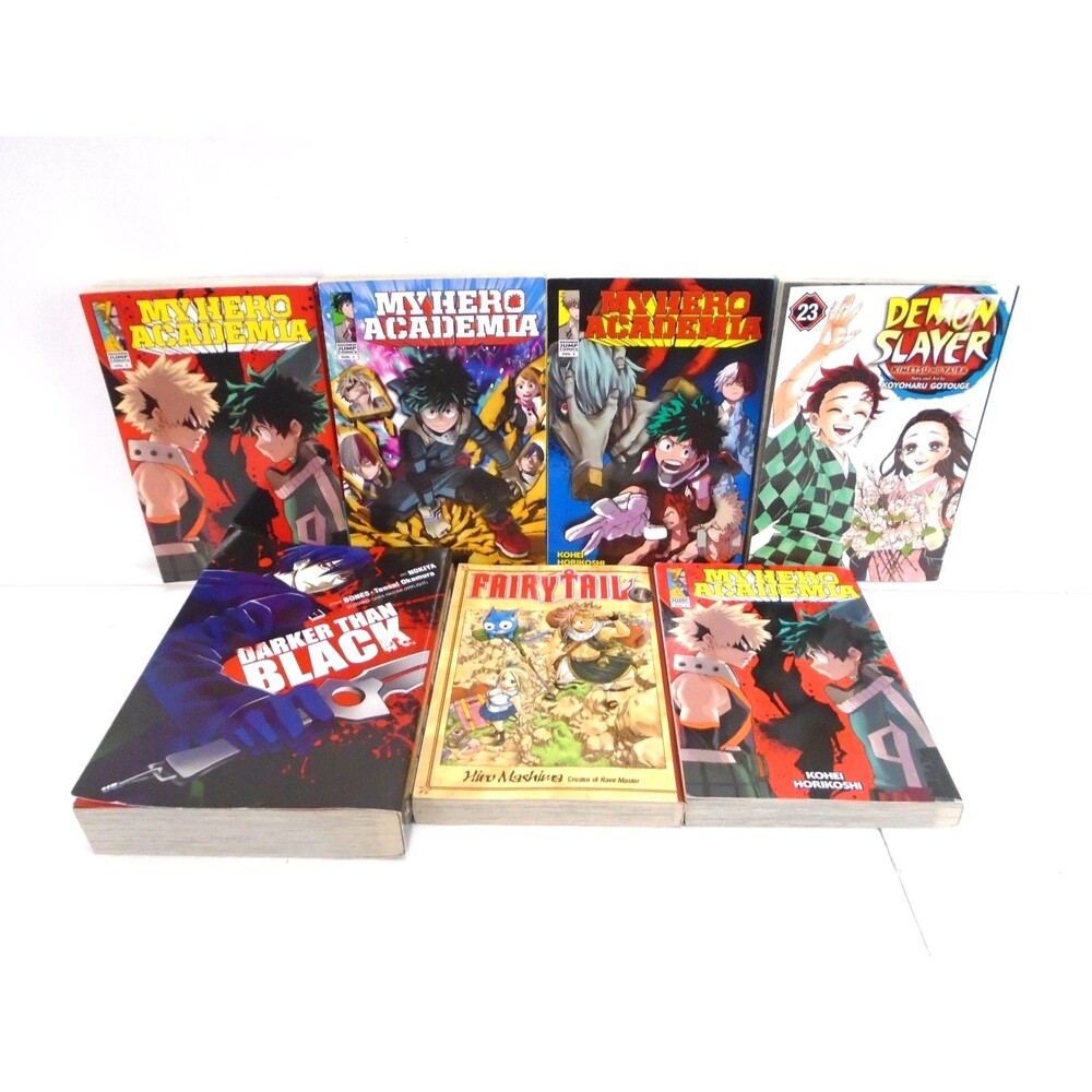 Manga Lot of 7 My Hero Academia Vol 1 2 3 Demon Slayer 23 Fairy Tail 1 Shonen